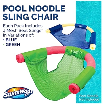 SwimWays Mesh Floating Pool Chair Noodle Slings 4 Pack