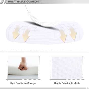 Qulomvs Mesh Ergonomic Office Chair with Footrest Home Office Desk Chair with Headrest and Backrest 90-135 Adjustable Computer Desk Chair with Wheels 360 Swivel Task Chair(Pure White)