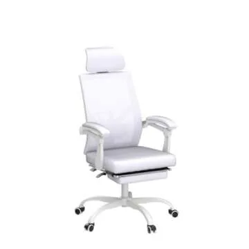 Qulomvs Mesh Ergonomic Office Chair with Footrest Home Office Desk Chair with Headrest and Backrest 90-135 Adjustable Computer Desk Chair with Wheels 360 Swivel Task Chair(Pure White)