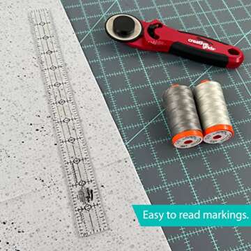 Creative Grids Quilt Ruler 1in x 12in Rectangle – CGR112 – Made in USA, Non-Slip Grip Acrylic Qu...