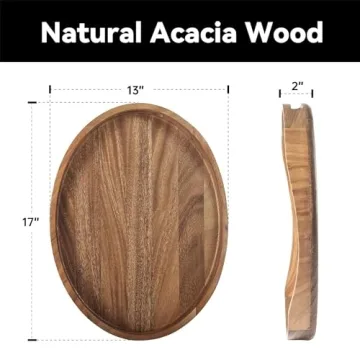 Stylish Acacia Wood Serving Tray with Easy Handles