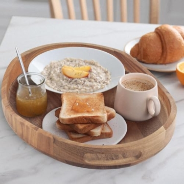 Stylish Acacia Wood Serving Tray with Easy Handles