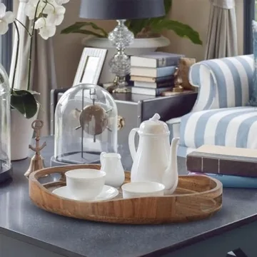 Stylish Acacia Wood Serving Tray with Easy Handles