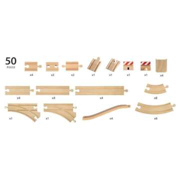 BRIO 33772 Special Track Pack - 50 Piece Set of Wooden Railway Tracks | Ideal for Creative Kids Age 3 and Up | Safety Tested | Compatible with All BRIO Railway Toys | FSC Certified