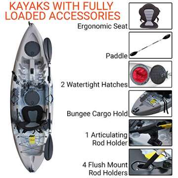 BKC FK184 Kayak - Premium Memory Foam, Paddle & Holders Included