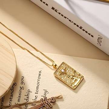 SELENICHAST Tarot Card Necklace Gold Plated Tarot Pendants Good Luck Amulet Tarot Jewelry for Women Gifts