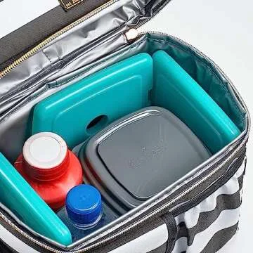 Cool Coolers by Fit & Fresh 4 Pack Slim Ice Packs, Quick Freeze Space Saving Reusable Ice Packs for Lunch Boxes or Coolers, Green