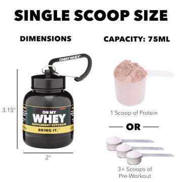 OnMyWhey - Protein Powder and Supplement Funnel Keychain, Portable to-Go Container for The Gym, Workouts, Fitness, and Travel - TSA Approved, Classic 3-Pack