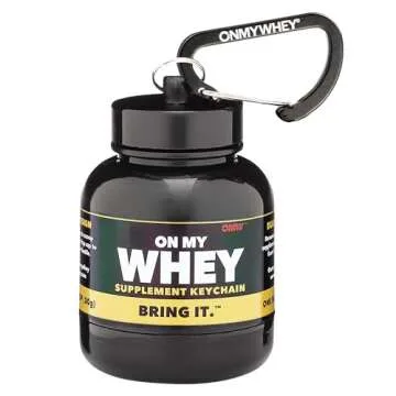 OnMyWhey - Protein Powder and Supplement Funnel Keychain, Portable to-Go Container for The Gym, Workouts, Fitness, and Travel - TSA Approved, Classic 3-Pack