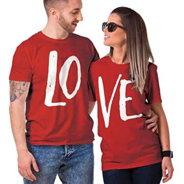Haase Unlimited Matching Couple LO VE T-Shirt (RED/RED, Mens Large/Ladies Large)