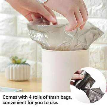 SITAKE 2 Pcs Plastic Mini Wastebasket Trash Can with Swing Lid with 120 Trash Bags, Tiny Desktop Waste Garbage Bin for Home, Office, Kitchen, Vanity Tabletop, Bedroom, Bathroom (Blue + Purple)