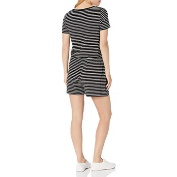 Stylish Black Stripe Summer Romper for Women