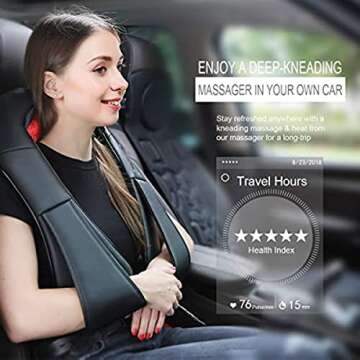 SUNANTH Shiatsu Back and Neck Massager with Heat,Deep Tissue 3D Kneading Massage for Shoulder,Waist, Body Muscle Pain Relief Use at Home,Office and Car