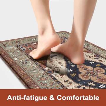 KIMODE Farmhouse Kitchen Mats,Anti Fatigue Kitchen Rugs Sets of 2, Non Slip Waterproof Kitchen Floor Mats, Ergonomic Cushioned Comfort Standing Mat for Laundry, Office, Sink,Desk,Red