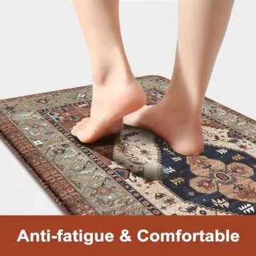 KIMODE Farmhouse Kitchen Mats,Anti Fatigue Kitchen Rugs Sets of 2, Non Slip Waterproof Kitchen Floor Mats, Ergonomic Cushioned Comfort Standing Mat for Laundry, Office, Sink,Desk,Red