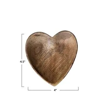 Creative Co-Op Wood Heart Shaped Tray, Natural