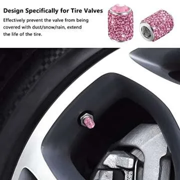 Bling Tire Stem Valve Caps, Crystal Tire Caps Shinny Rhinestone Universal Car Dustproof Tire Valve C...