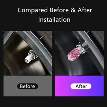 Bling Tire Stem Valve Caps, Crystal Tire Caps Shinny Rhinestone Universal Car Dustproof Tire Valve Caps for Car SUV Motorcycle Bicycle Truck (Pink)