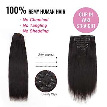 ABH AmazingBeauty Yaki Straight Clip-Ins for Relaxed Hair