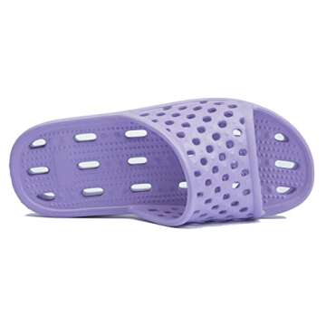 NewDenBer Women's Shower Shoes Lightweight Rubber College Dorm Room Essentials House Bathroom Shower Sandals (8 Women / 6 Men, Purple)