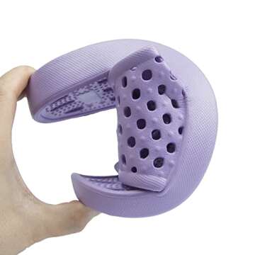 NewDenBer Women's Shower Shoes Lightweight Rubber College Dorm Room Essentials House Bathroom Shower Sandals (8 Women / 6 Men, Purple)