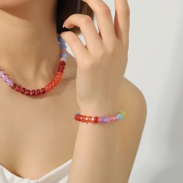 Colorful Beaded Gemstone Necklace Gift for Women