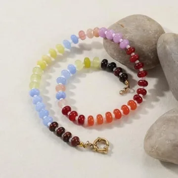 Colorful Beaded Gemstone Necklace Gift for Women