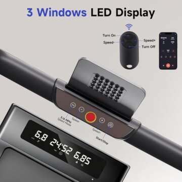 Folding Treadmill, 300 lb Capacity Treadmill with Handle Bar, Portable Treadmills for Home and Office, 2 in 1 Foldable Walking Pad Treadmill with Remote Control, LED Display, Wide Belt