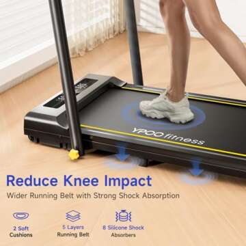 Folding Treadmill, 300 lb Capacity Treadmill with Handle Bar, Portable Treadmills for Home and Office, 2 in 1 Foldable Walking Pad Treadmill with Remote Control, LED Display, Wide Belt