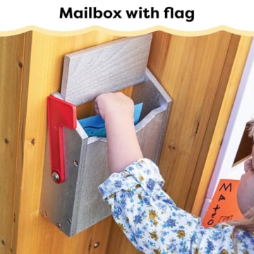 KidKraft Modern Outdoor Wooden Playhouse with Picnic Table, Mailbox and Outdoor Grill ,Gift for Ages 3+