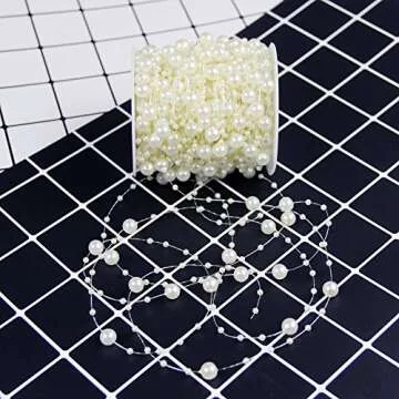 Bingcute 100 Feet Fishing Line Artificial Pearls String Beads Chain Garland Flowers Wedding Party Decoration,Party Supplies