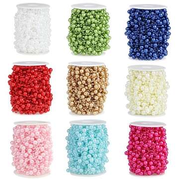 Bingcute 100 Feet Fishing Line Artificial Pearls String Beads Chain Garland Flowers Wedding Party Decoration,Party Supplies