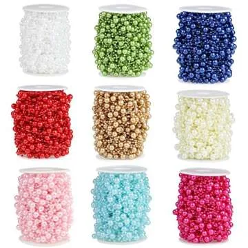 Bingcute 100 Feet Fishing Line Artificial Pearls String Beads Chain Garland Flowers Wedding Party Decoration,Party Supplies