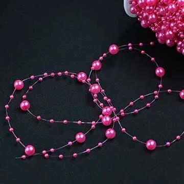 Bingcute 100 Feet Fishing Line Artificial Pearls String Beads Chain Garland Flowers Wedding Party Decoration,Party Supplies