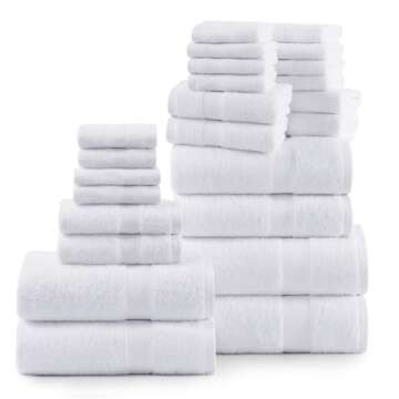 LANE LINEN 24 Piece Bathroom Towels Set - 100% Cotton Bath Towel Sets, 4 Bath Towels Extra Large, 2 ...