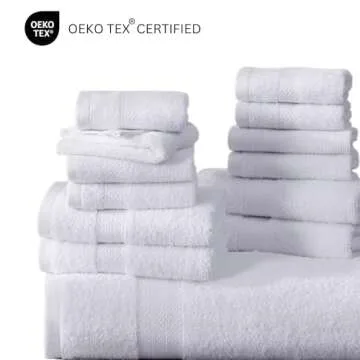 LANE LINEN 24 Piece Bathroom Towels Set - 100% Cotton Bath Towel Sets, 4 Bath Towels Extra Large, 2 Bath Sheets, 6 Hand Towels for Bathroom, 8 Face Wash Cloth, 4 Fingertip Towels - White Towels