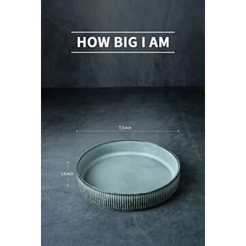 famiware Star 7.5" Pasta Bowls Set, Salad Bowl Set of 4, Double Reactive Glaze, Stackable, Ideal for Your Friend for Housewarming, Festivals, Smoky Blue