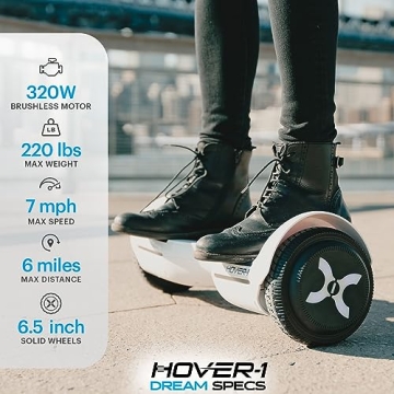 Hover-1 Dream Hoverboard with 7 mph Speed and Safety Features