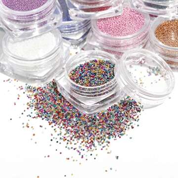 Beadsland Nail Beads Micro Pixie Rhinestones Caviar Nail Art Decoration Mini Micro Glass Beads Nails Rhinestones 12 Colors(Metallic)