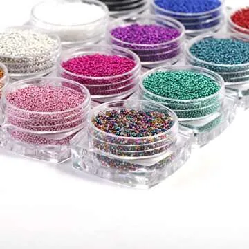 Beadsland Nail Beads Micro Pixie Rhinestones Caviar Nail Art Decoration Mini Micro Glass Beads Nails Rhinestones 12 Colors(Metallic)