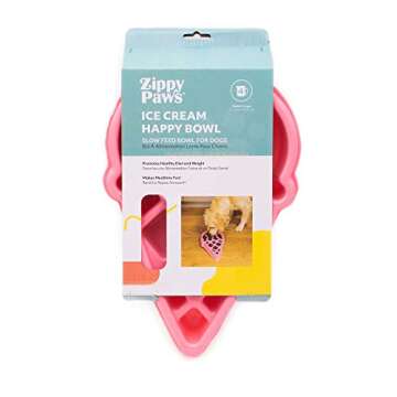 ZippyPaws Happy Bowl - Slow Feeder Dog Bowl - Non-Slip, Dishwasher Safe, Fun Design