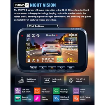 ROVE R2-4K Dual Dash Cam for Enhanced Car Safety