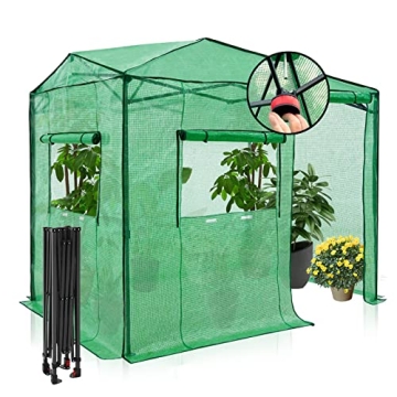 EAGLE PEAK 8x6 Portable Walk-in Greenhouse, Pop-up Indoor Outdoor Garden Green House, Zippered Door ...