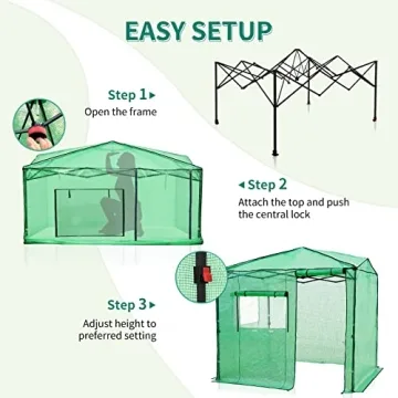 EAGLE PEAK 8x6 Portable Walk-in Greenhouse, Pop-up Indoor Outdoor Garden Green House, Zippered Door and Window, PE Cover, Green