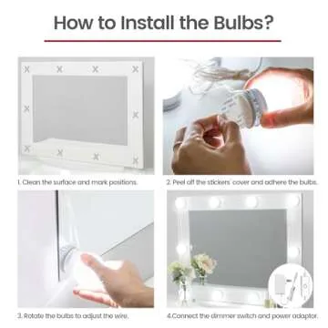 Waneway Vanity Lights for Mirror, DIY Hollywood Lighted Makeup Vanity Mirror Dimmable Lights, Stick on LED Mirror Light Kit for Vanity Set, Plug in Makeup Light for Bathroom Wall Mirror, 14-Bulb