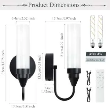 BELS Wireless Wall Sconce Set - Battery Operated & Dimmable Lights