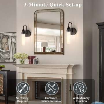 BELS Wireless Wall Sconce Set - Battery Operated & Dimmable Lights