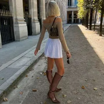 MIRAAZZURRA Brown Kitten Heel Knee High Boots for Women Pointed Toe Low Heel Tall Boots Wide Calf Winter Fall Boots with Side Zipper for Office Casual 7