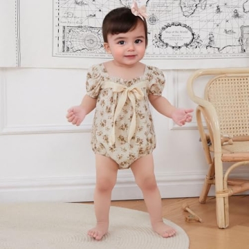 Kupretty Vintage Floral Romper Baby Girl Summer Outfit
