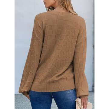 EVALESS Womens Cardigan Sweaters 2024 Fashion Trendy Lightweight Oversized Cropped Chunky Checkered Knit Fall Winter Open Front Cardigans Outfits,Brown XX-Large